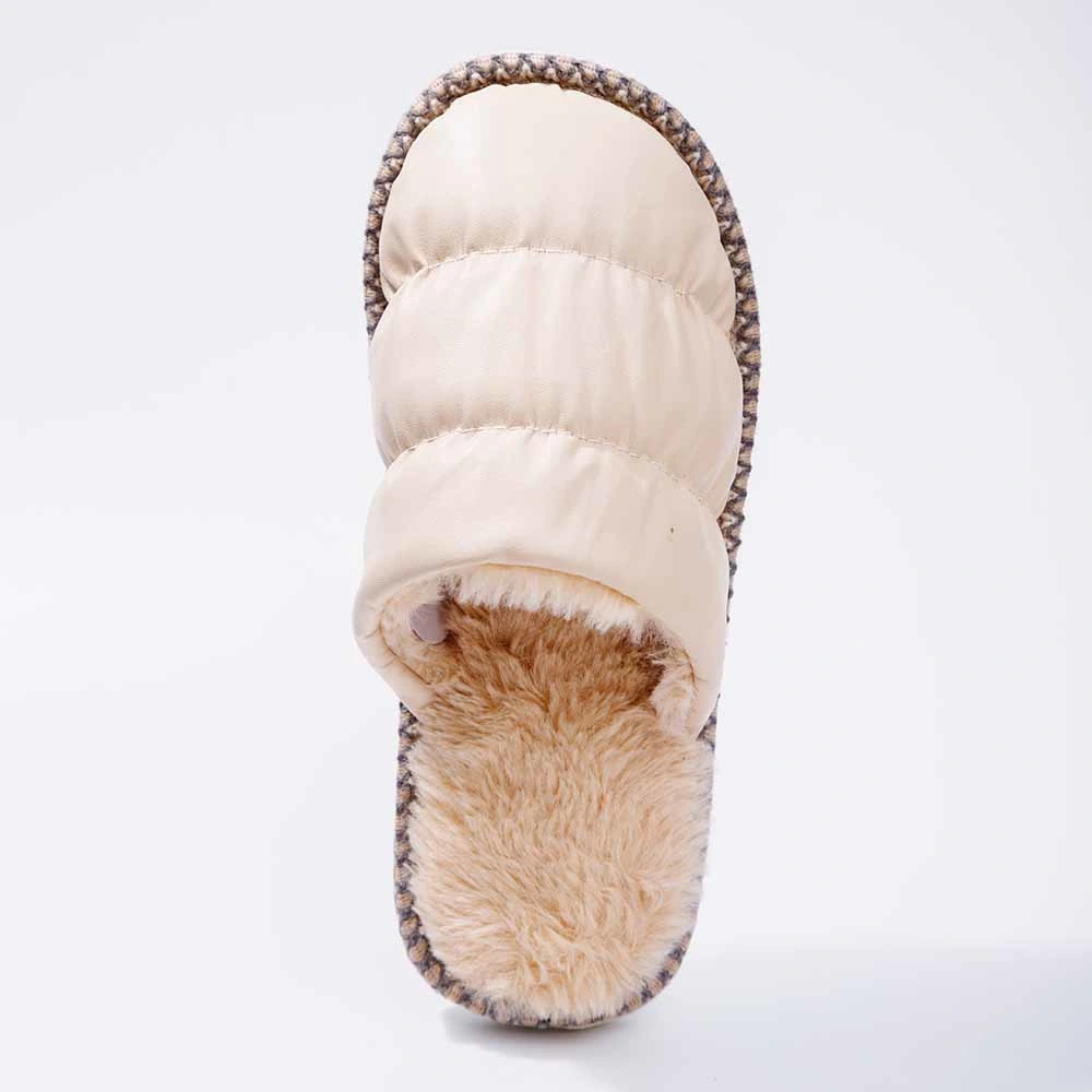 Cotton Slippers Women&prime; S Indoor Warm Anti-Skid Home Thick Soled PU Plush Shoes