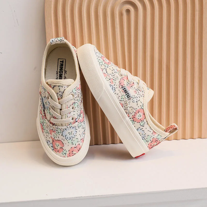 Hot Selling Girls White Shoes Spring Cartoon Kids Children Fashion Canvas Shoes