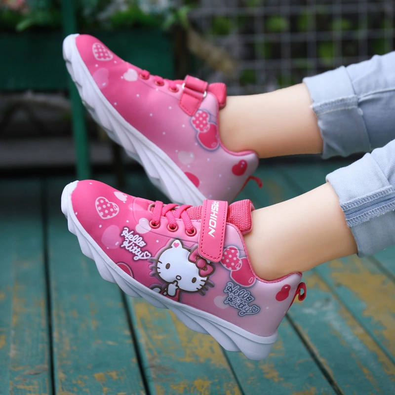 Casual Kids Shoes Lace up Children Shoes Durable Anti-Slippery Cantoon Canvas Walking Shoes