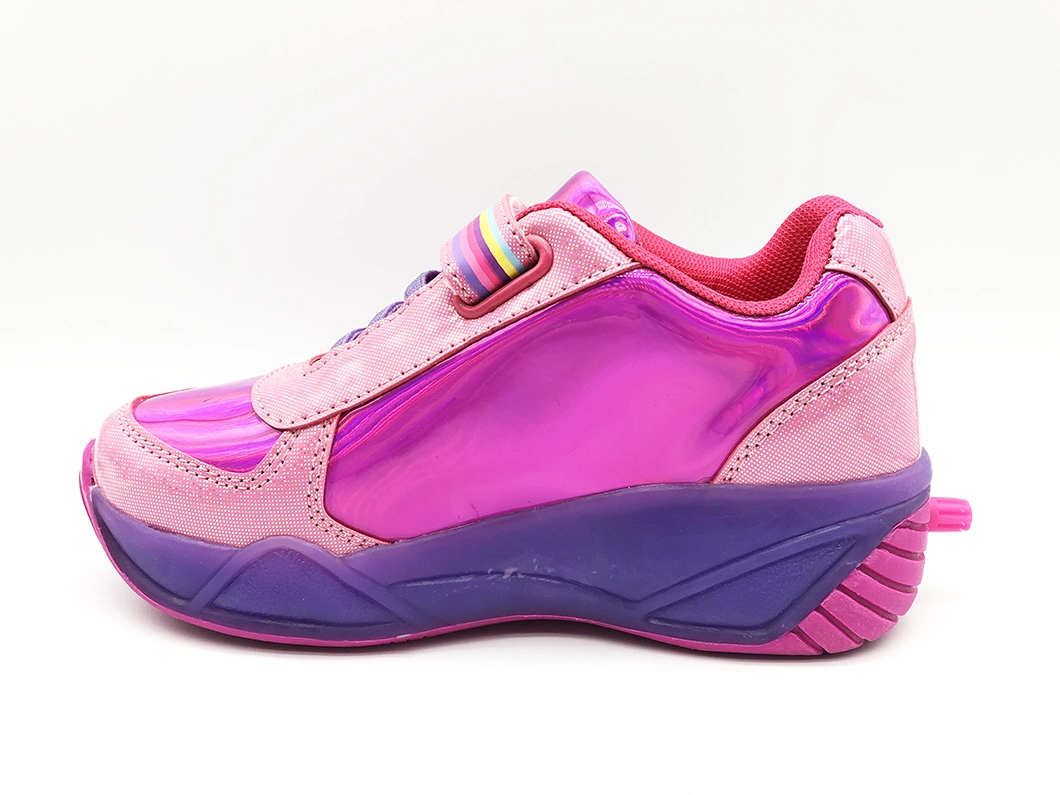 Kids Spring Pulley Shoes Light up LED Sports Shoes for Girls Children Roller Skate